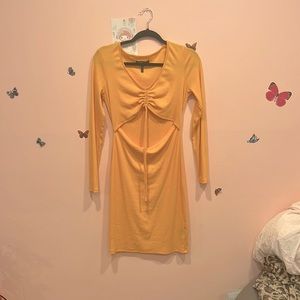 Yellow body con dress